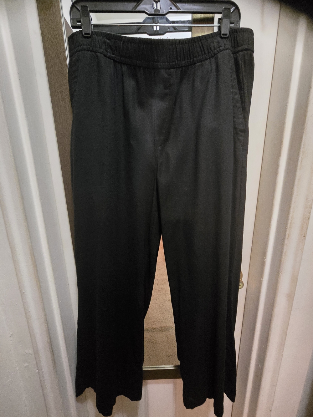 Classic GAP Black Linen-Blend Elastic-Waist Casual Pants